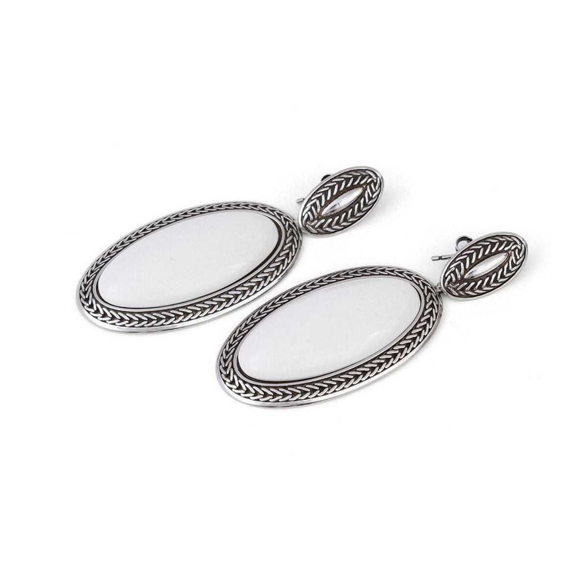 Orecchini dolcezza agata realizzato in argento 925 brunito dal brand dueaerre 1938