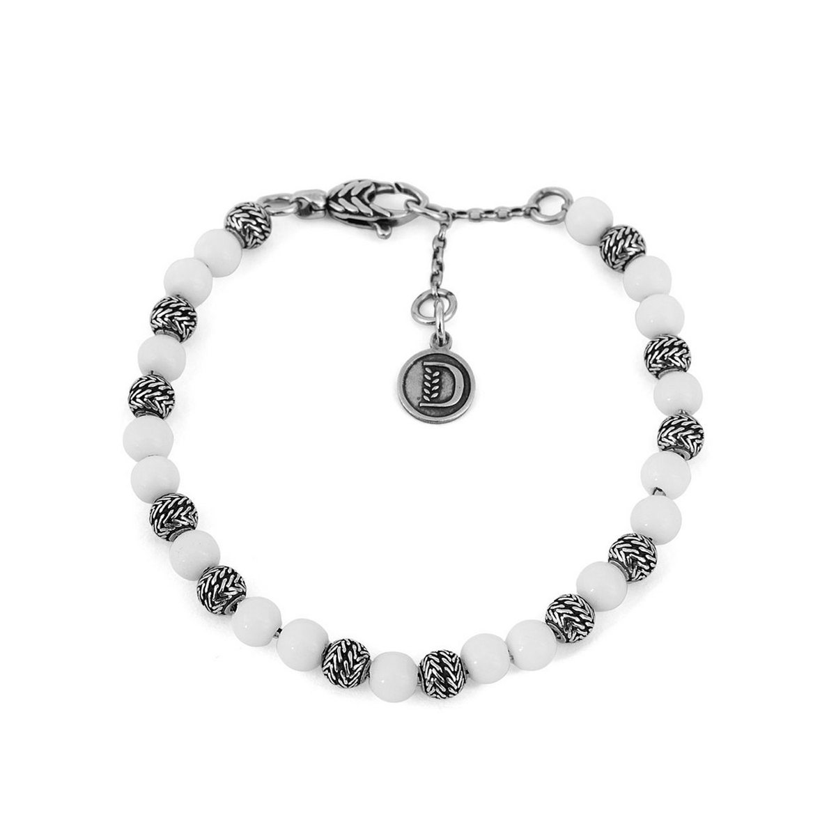 Bracciale chicchi di tesoro con agata – 6mm realizzato in argento brunito 925 dal brand dueaerre 1938